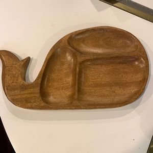 Handmade wooden whale serving tray MCM